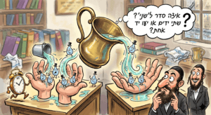 הנוטל מים שניים בנטילת ידים לפת האם יותר טוב ליטול על ב’ ידיו ב’ נטילות ראשונות ואחר כך נטילות שניות על שתיהן או ליטול ב’ נטילות ביד זה ושוב ב’ נטילות ביד זה