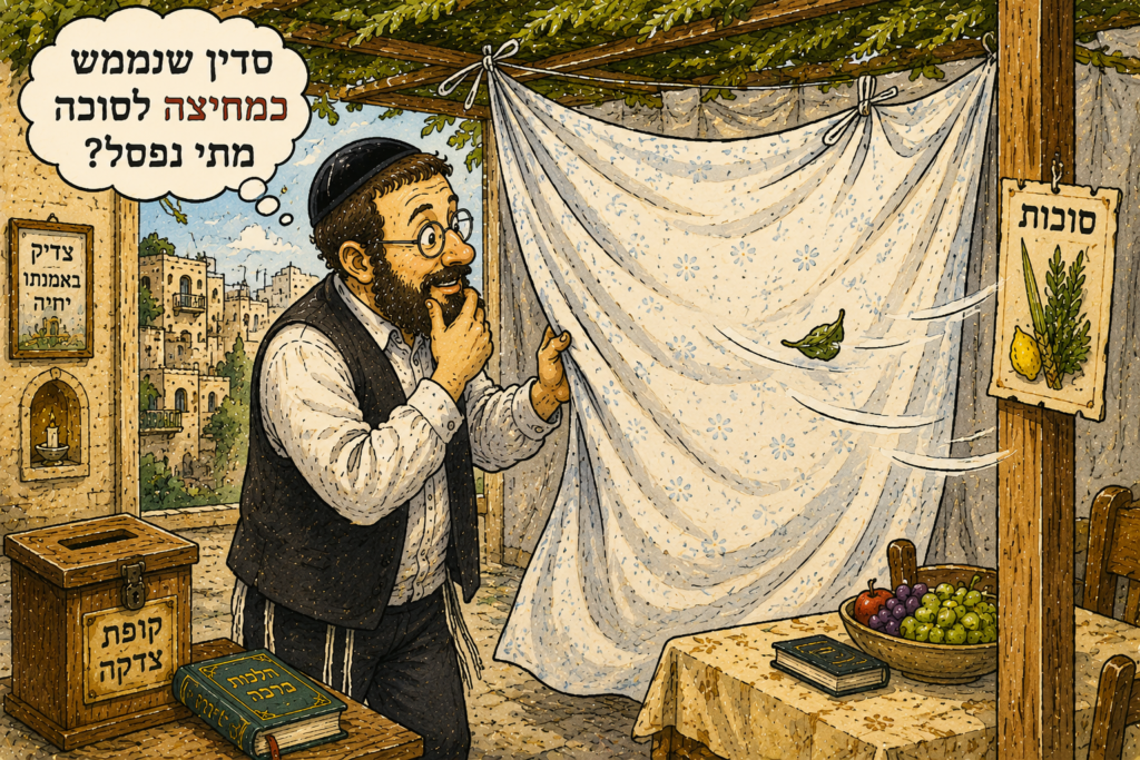 סדין שמשמש כמחיצה לסוכה מתי נפסל